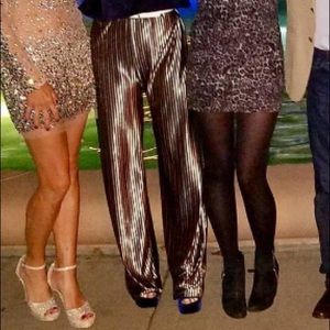 Zara Black Velvet Striped Small Long Pants